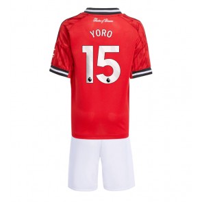 Manchester United Leny Yoro #15 Hemmaställ Barn 2025-26 Kortärmad (+ Korta byxor)